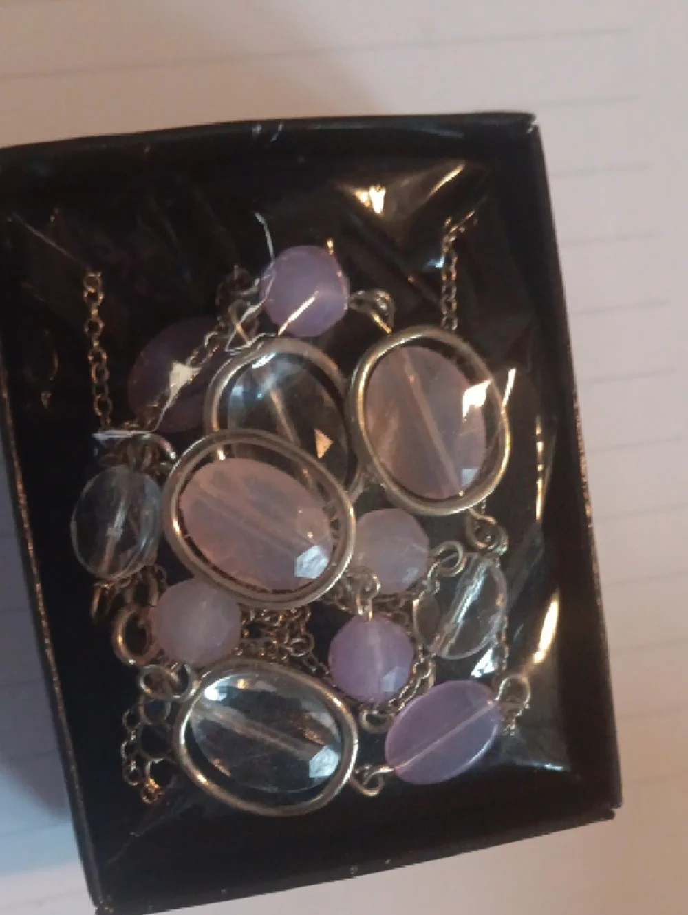 Avon Lavender Purple Beaded Necklace with Gold-Tone Settings - Picture 6 of 6